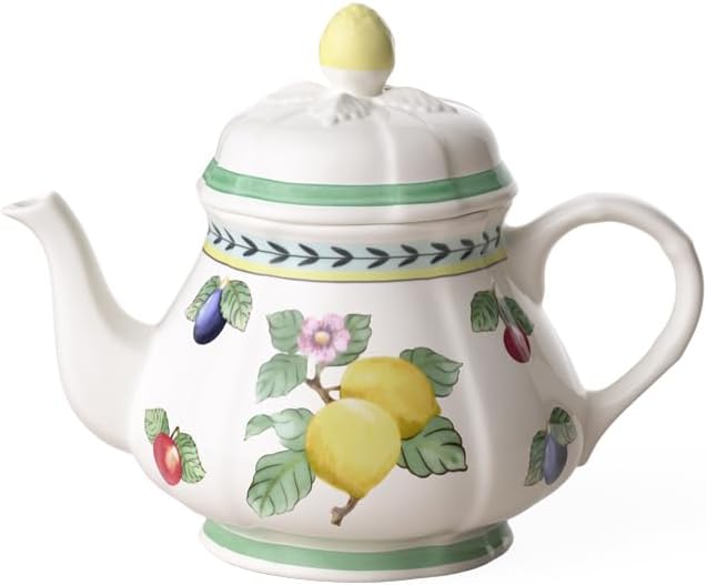 Villeroy & Boch French Garden Fleurence Teapot, 34 oz, Premium Porcelain, White/Multicolored