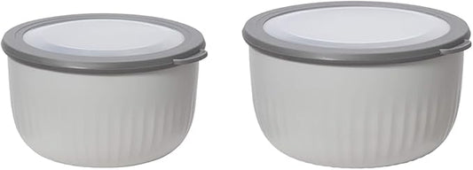 Oggi Prep, Store & Serve Plastic Bowl w/See-Thru Lid - Dishwasher, Microwave & Freezer Safe, (4 qt) Lt Gray w/Dk Gray Lid