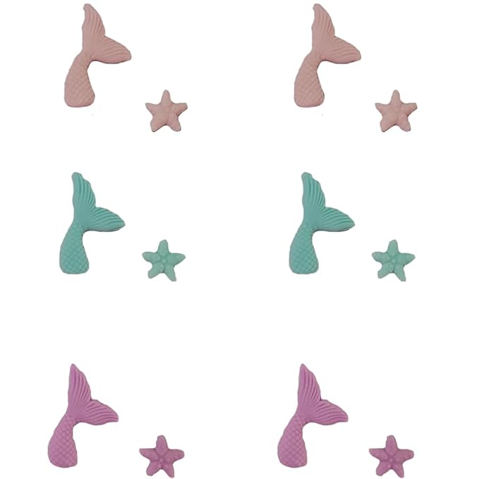 Mermaid Sprinkles Icing Decoration for Cupcake Decorating, Edible Mermaid Starfish Cake Cupcake Topper for Baking Cookie Ice Cream Candy Decoration