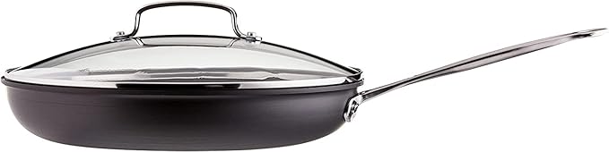 Cuisinart 11-Piece Nonstick Cookware Set, Black, 55-11BK & 12-Inch Skillet, Nonstick-Hard-Anodized with Glass Cover, 622-30G