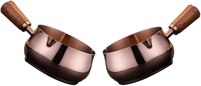 Mini Reusable Stainless Steel Sauce Pan, Chocolate Melting Pot & Dipping Bowl Set (2PCS, Rose Gold, 100ML)