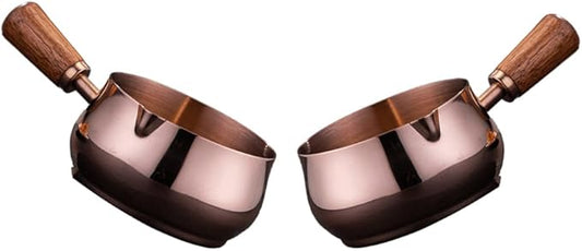 Mini Reusable Stainless Steel Sauce Pan, Chocolate Melting Pot & Dipping Bowl Set (2PCS, Rose Gold, 100ML)
