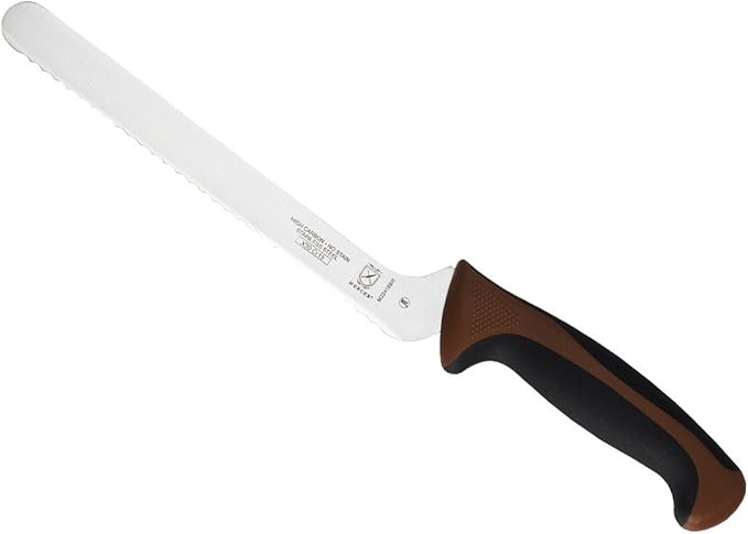 Mercer Culinary Millennia Color Handle Cutlery 8" Offset Bread Knife (Wavy Edge) Brown