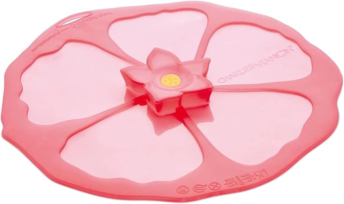 Charles Viancin - Hibiscus Silicone Lid for Food Storage and Cooking - 9''/23cm - Airtight Seal on Any Smooth Rim Surface - BPA-Free - Oven, Microwave, Freezer, Stovetop and Dishwasher Safe