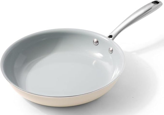 Nonstick Frying Pans Ceramic Skillet: 9.5Inches Non Stick small Egg Fry Pan - PFOA PTFE PFAS Free - Induction,Gas,Electric Compatible