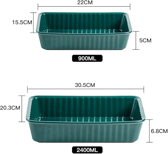 Ceramics baking dish set of 2, Rectangular Baking Dish, Lasagna Pans for Cooking, Kitchen, Cake,Dinner, Banquet and Daily Use, 12x 8 Inch & 8.95 x 6 inch of Casserole Dishes (Emerald)