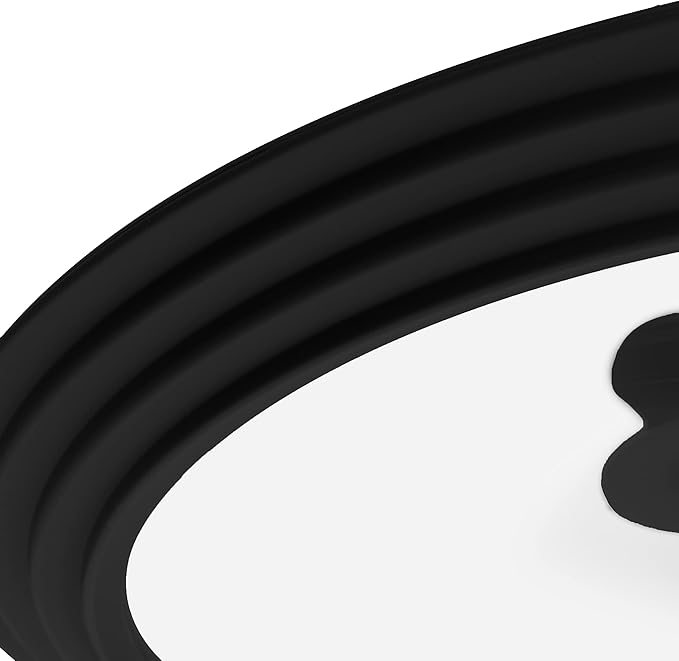 Universal Lid for Pots Pans & Skillet Size 7, 7.5, 8, 8.5, 9, 9.5,10, 10.5,11 & 11.5" Inches Cookware - Tempered Glass Lid with Silicone Rim (Two Pack - Black)