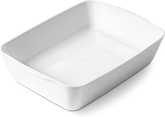 4.2 QT Deep Ceramic Baking Dish, White Casserole Dish, Lasagna Pan for Oven, Ceramic Baking Pan, Kitchen Decor, Microwave Oven Safe, Dinner, Wedding（10" x 13.9"）