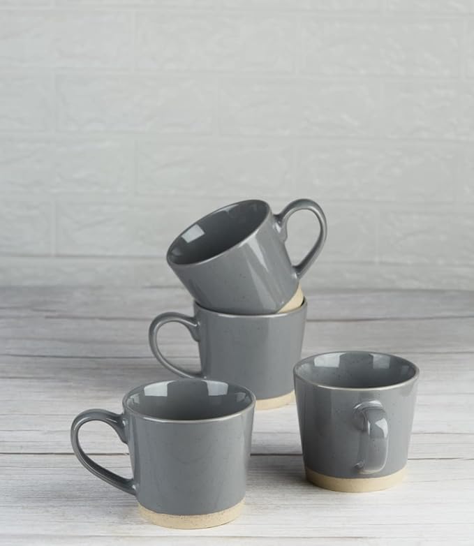 famiware Coffee Mugs for 4, 12 oz Mug Set, Dringking Cup with Handle for Coffee, Tea, Cocoa, Milk, Saturn serise, Dark Gray