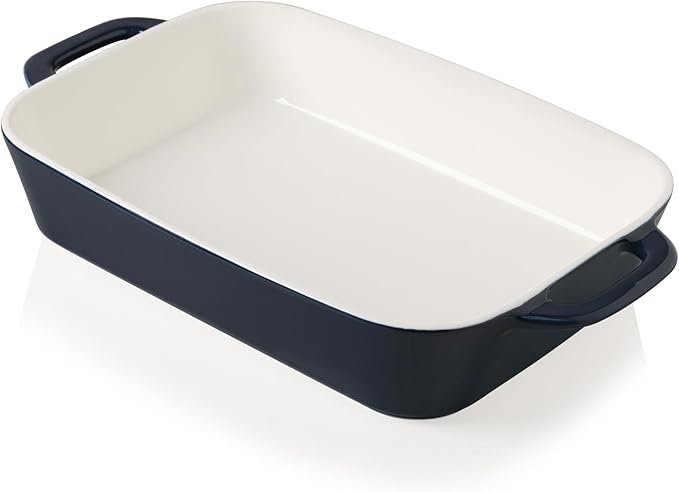 Sweejar Ceramic Bakeware Set, 9x13 Rectangular Baking Dish for Cooking, Kitchen, Cake Dinner, Banquet and Daily Use, Casserole Dishes for Oven Porcelain Baking Pans(Navy)