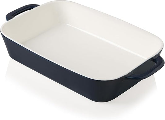 Sweejar Ceramic Bakeware Set, 9x13 Rectangular Baking Dish for Cooking, Kitchen, Cake Dinner, Banquet and Daily Use, Casserole Dishes for Oven Porcelain Baking Pans(Navy)