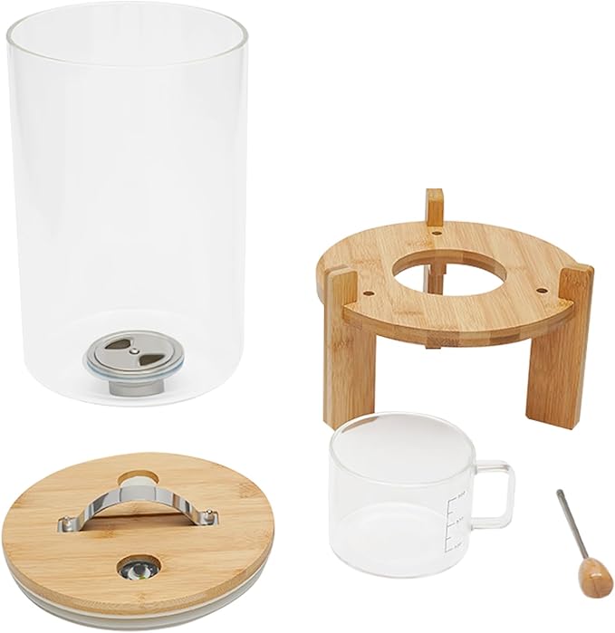 7.5L Glass Airtight Food Storage Container Kit, Rice Bean Cereal Dispenser w/Lid, Cereal Containers Storage Large Capacity for Kitchen Pantry, Dry Food Dispenser for Rice, Candy, Nut, Bean