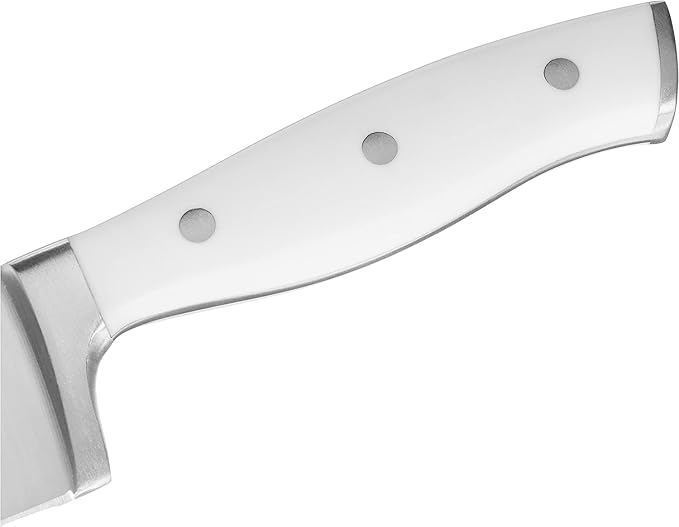 HENCKELS Forged Accent Razor-Sharp Hollow Edge Santoku Knife 7 Inch, White Handle, German Engineered Informed by 100+ Years of Mastery