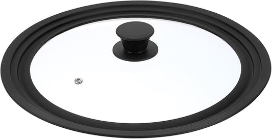 uxcell 1Pcs Universal Lid for Pot Fit 11, 12, 12.5 Inch Diameter Cookware, Replacement Pan Lids with Heat Resistant Silicone Rim, Steam Vent Pan Lid for Pots, Frying Pans, Skillets, Black