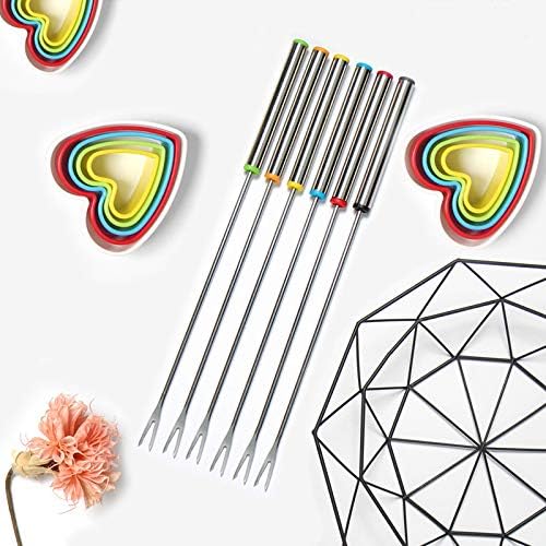 24pcs Fondue Forks, BetterJonny 9.4In Stainless Steel Fondue Sticks Color Coded Cheese Forks with Heat Resistant Handle for Hot Pot Barbecue 6 Colors