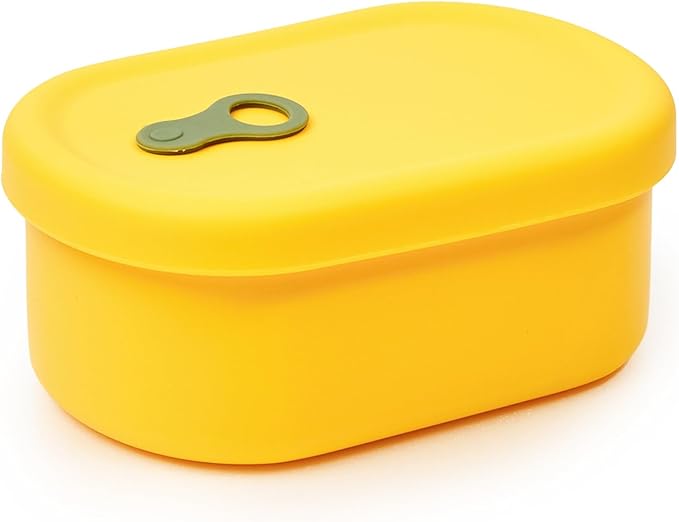 Premium Korean-Made Silicone Airtight Food Container with Steam Vent – BPA Free, Leakproof, Microwave & Freezer Safe Meal Prep. & Leftovers Storage (Mango Yellow, 350ML)