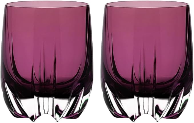 Barski Whiskey Glasses - Double Old Fashioned Amethyst Rocks Glass - Set of 2 Lowball Tumbler - Heavy Base- DOF Crystal Glass Tumblers - For Scotch - Bourbon, Drinking Glasses - 11 oz, Made in Europe