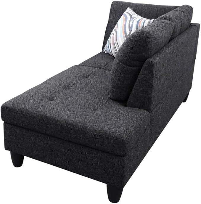 NicBex L Shaped Couch Sectional Couches for Living Room 2 Pieces Modern Sectional Sofa with Right Chaise Sectional Couch with Solid Frame for Living Room, Linen, Black Grey