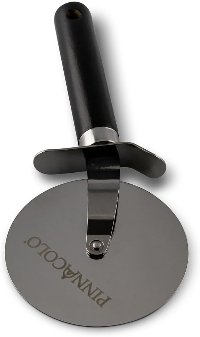 4 Inch Wheeled Pizza Cutter with Wood Handle - Sharp Stainless Steel Blade for Easy Slicing of Pizza, Bread, and Pastries