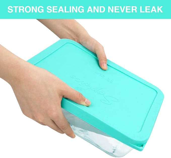 Sophico 11 Cup Rectangle Silicone Storage Cover Lids Replacement for Pyrex 7212-PC Glass Bowls, Container not Included (MINT- 2PACK)