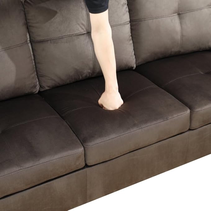 NicBex L Shaped Couch Sectional Couches for Living Room 2 Pieces Modern Sectional Sofa with Right Chaise Sectional Couch with Solid Frame for Living Room, Flannel, Dark Brown