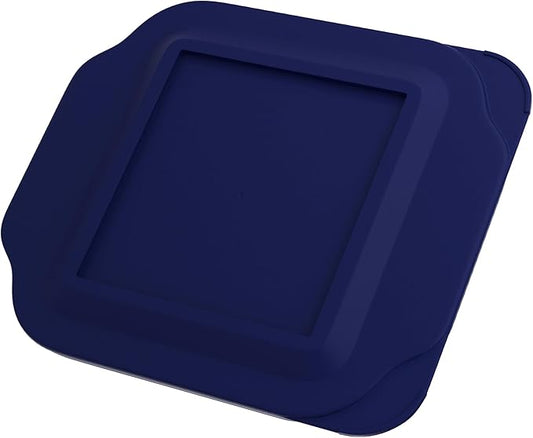 Replacement Lid for Pyrex 2-Quart 8" x 8" Glass Baking Dish #222, Compatible with Lid #222-PC, Food Storage Container Cover with Flush Tab Handles (Navy)