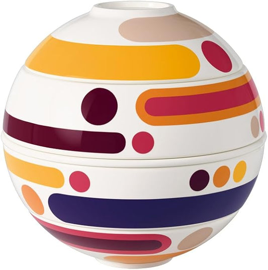 Villeroy & Boch Iconic Collection La Petite Boule Miami, Premium Porcelain, Made in Germany, Dishwasher-Safe, Microwave-Safe, 5-Piece Snacking Set, Decorative Object, 5.5 in Diameter, Multicolored