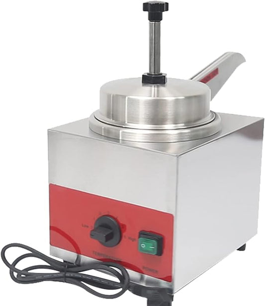 Nacho Cheese Warmer with Heated Spout and Pump Electric Hot Fudge Dispenser Caramel Butter Sauce Warmer 3.5 Quart Capacity Commerical (Silver(110V))