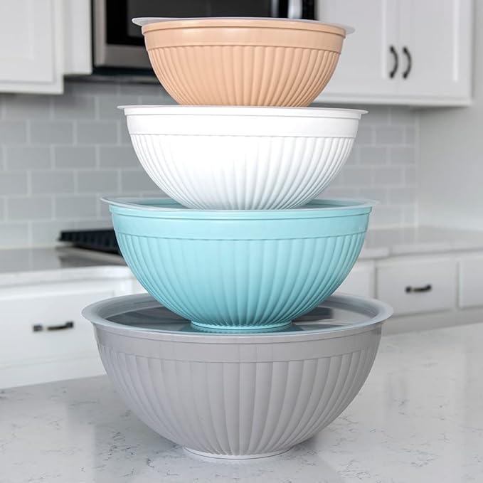 Nordic Ware Prep and Serve Mixing Bowls Set, 8-Piece, Earth-Tones