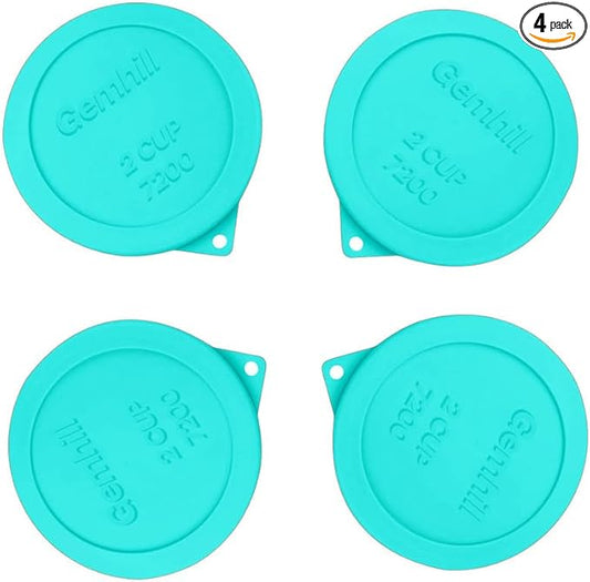 2 Cup Silicone Storage Cover Lids Replacements for Round Anchor Hocking Glass Bowls and Pyrex 7200-PC Glass Bowls |Container not Included|(Mint, 4 Pack)