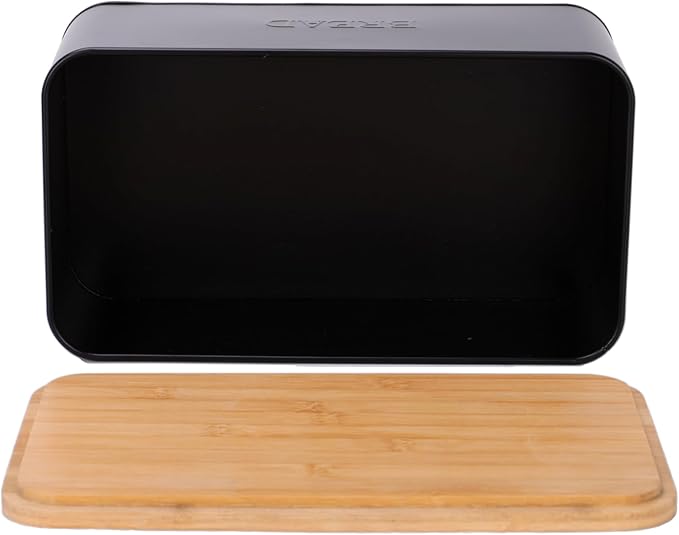 Black Bread Box, Rustic Bread Box, Vintage Bread Box for Kitchen Countertop, Bread Bin Black