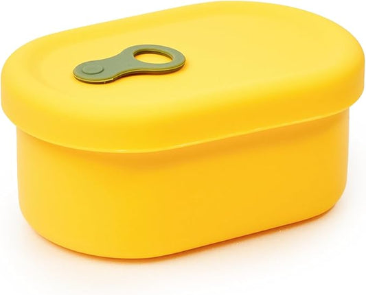 Premium Korean-Made Silicone Airtight Food Container with Steam Vent – BPA Free, Leakproof, Microwave & Freezer Safe Meal Prep. & Leftovers Storage (Mango Yellow, 200ML)