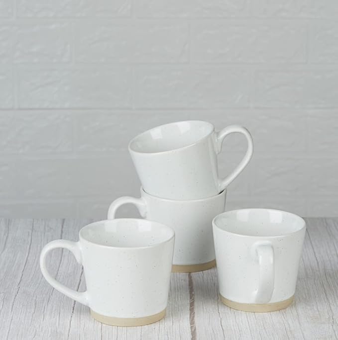 famiware Coffee Mugs for 4, 12 oz Mug Set, Dringking Cup with Handle for Coffee, Tea, Cocoa, Milk, Saturn serise, White