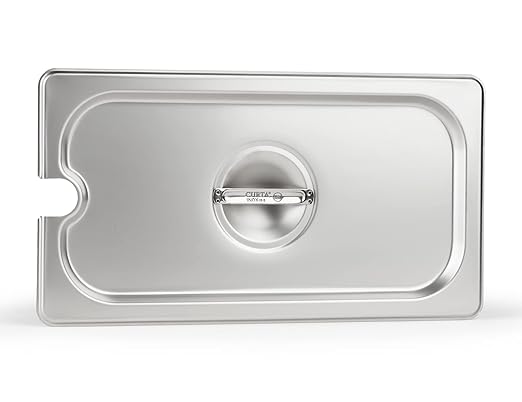 CURTA 6-Pack 1/3 Size Slotted Steam Table Pan Cover, Lid with Handle, NSF, Hotel Pan Cover, Catering Food Pan Cover