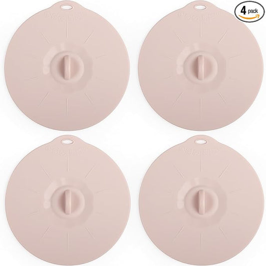 4 Pack 3.9" Silicone Lids for Cups Bowls Plates Pans, Microwave Splatter Cover, Kitchen Containers Lids Cover for Food Storage, Mini