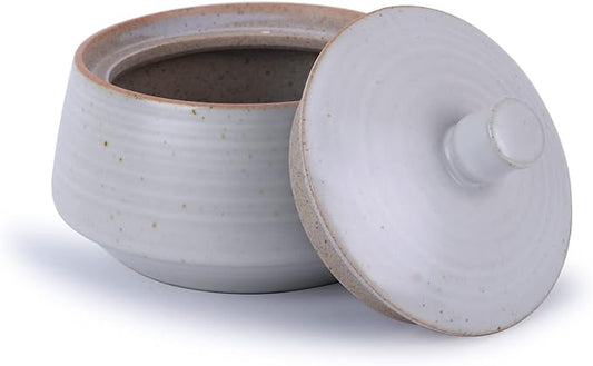 Retro Kitchen Ceramic Canister, 13.53 FL OZ (400 ML) Vintage Food Storage Jar for Tea, Coffee Beans, Herb, Candy, Spices, Nuts (White)