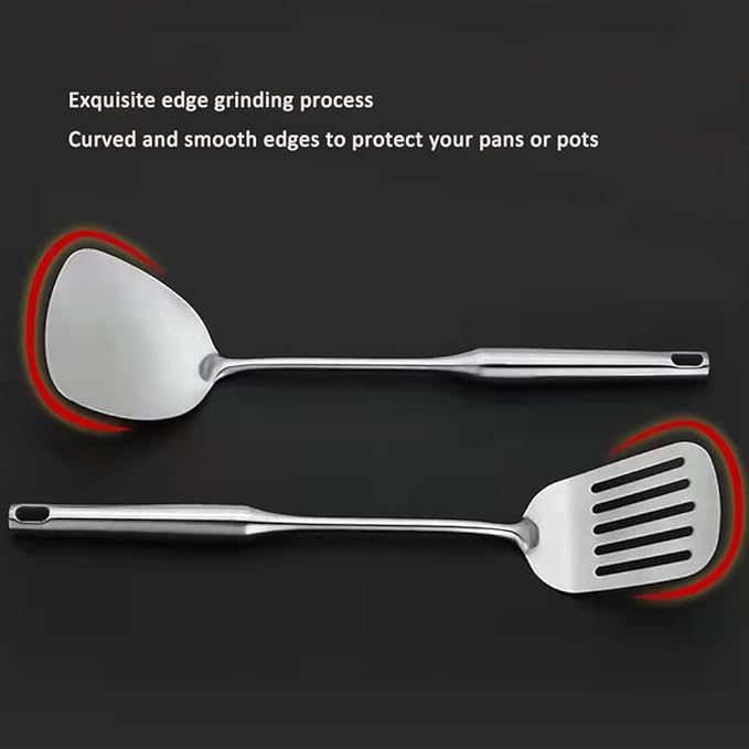 304 Stainless Steel Kitchen Utensils Set 6 Pcs Cooking Utensil, Spatula, Soup spoon, Leaking shovel, Kitchen Tools Set (6 Pieces Set)