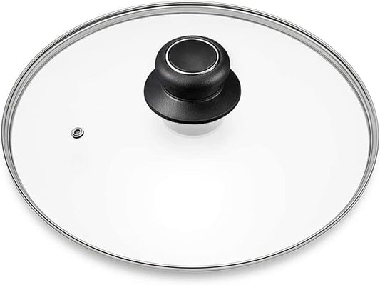 10.5 Inch Glass Lid for Frying Pan, Fry Pan Lid, Skillet Lid, Pan Lid with Handle, Compatible with 10-10.7 Inch Kitchen Cookware Tempered Replacement Cover, 10.5"/26cm, Clear