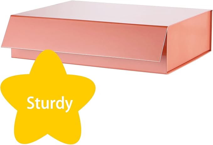 Rose Gold Gift Boxes 11x7.8x2.3 Inches, Magnetic Closure Shirt Boxes with Lids (5 Pack)