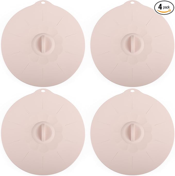 4 Pack 9.4" Silicone Lids for Cups Bowls Plates Pans, Microwave Splatter Cover, Kitchen Containers Lids Cover for Food Storage, Large