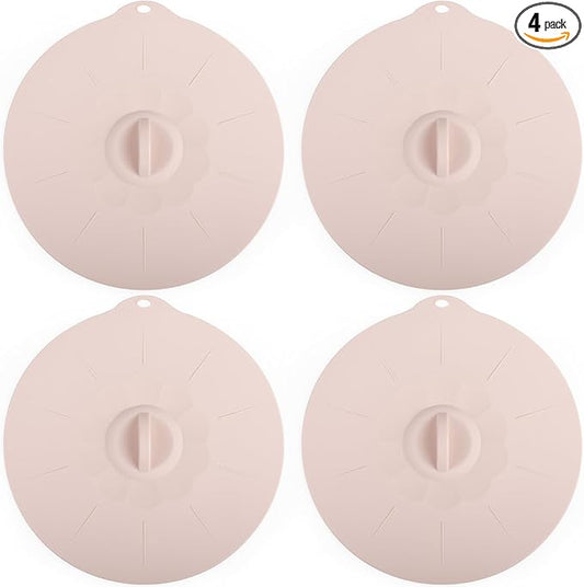 4 Pack 9.4" Silicone Lids for Cups Bowls Plates Pans, Microwave Splatter Cover, Kitchen Containers Lids Cover for Food Storage, Large