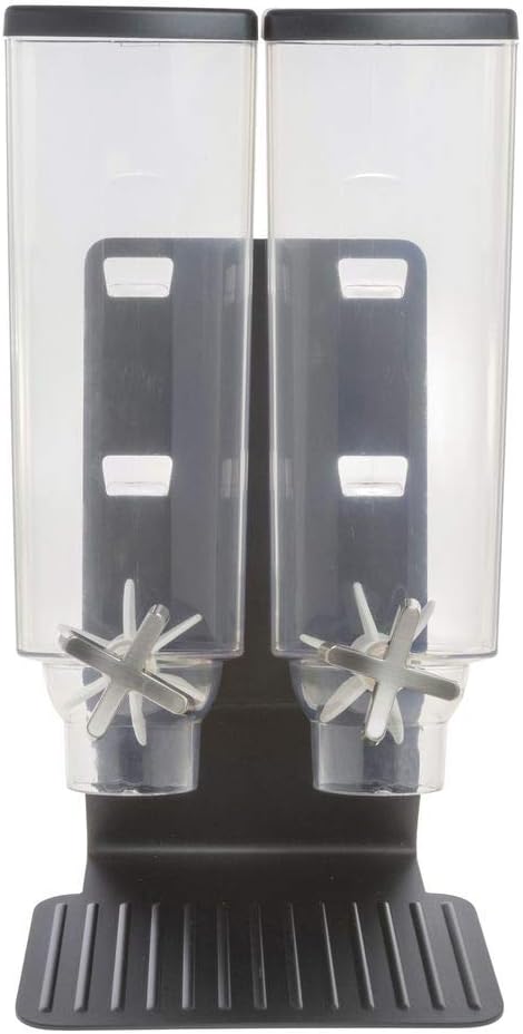 HUBERT 2 Container Cereal Dispenser with Stand - 9 3/16"L x 8 1/8"W x 17 3/16"H
