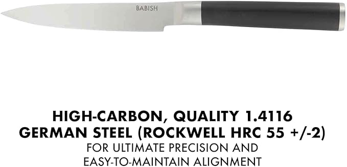 Babish High-Carbon 1.4116 German Steel 5 Inch Full Tang, Forged Utility Kitchen Knife