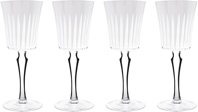 Vikko Water Glasses, Timeless Collection 8 Ounce Elegant Water Glass for Fine Dining, Set of 4 White Goblets with Stem, Dishwasher Safe