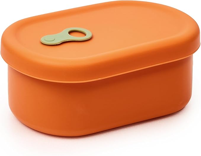 Premium Korean-Made Silicone Airtight Food Container with Steam Vent – BPA Free, Leakproof, Microwave & Freezer Safe Meal Prep. & Leftovers Storage (Mandarin Orange, 350ML)