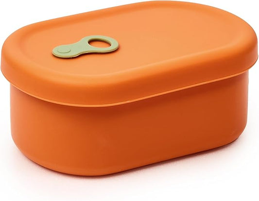 Premium Korean-Made Silicone Airtight Food Container with Steam Vent – BPA Free, Leakproof, Microwave & Freezer Safe Meal Prep. & Leftovers Storage (Mandarin Orange, 350ML)