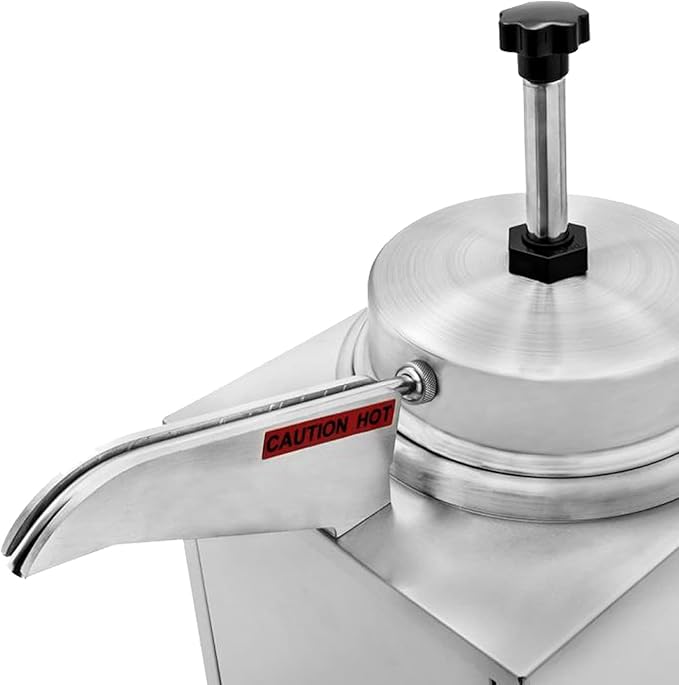Nacho Cheese Warmer with Heated Spout and Pump Electric Hot Fudge Dispenser Caramel Butter Sauce Warmer 3.5 Quart Capacity Commerical (Silver(110V))