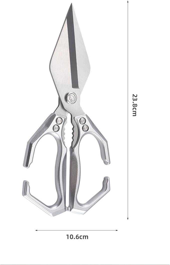 Seattleget Multifunctional Heavy-Duty Kitchen Shears, 2025 New 2 in 1 Ergonomic Kitchen Scissors, Poultry Scissors Heavy Duty Cut Bone, for Chicken, Meat, Seafood, Bone Cutting (Black)