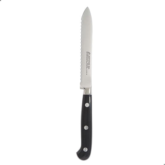 Serrated Utility Knife - MATTSTONE HILL 4.7" Kitchen Knife, German Stainless Steel Vegetable Knife, Paring Knife, Triple Rivet Handle