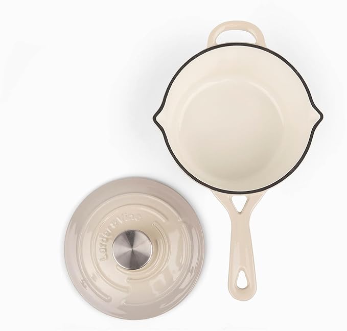 Larder & Vine 21 Piece Cookware Set (Stone) | Dutch Oven, Utensil Set, Saucepan, Skillet, and Trivets